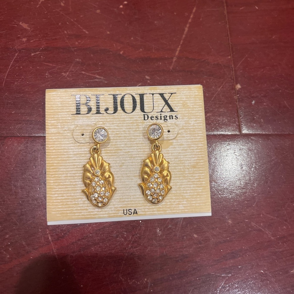 Vintage Baroque Gold Rhinestone Earrings | Bijoux Designs